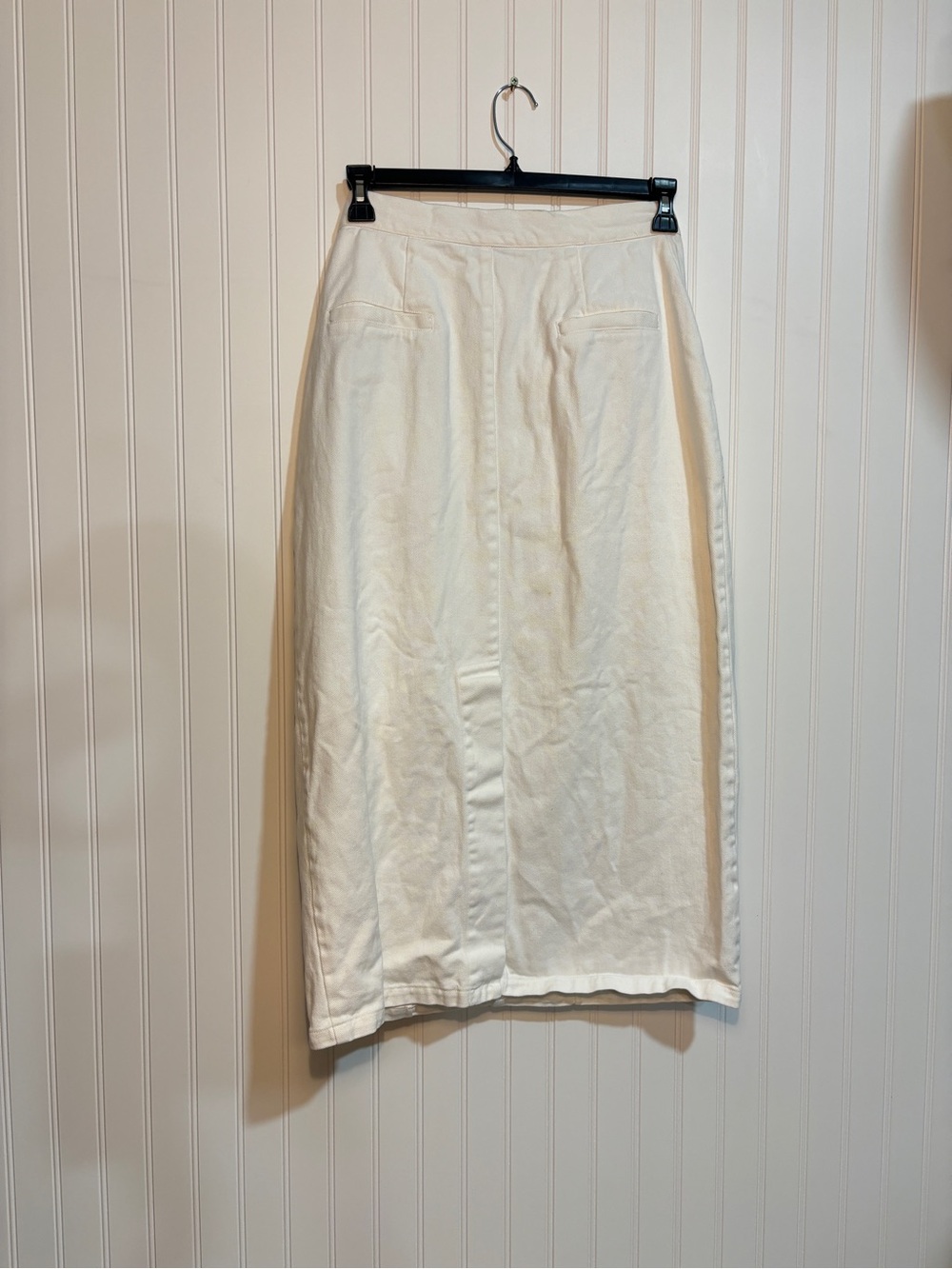 High-Rise Cream Cargo Midi Skirt with Utility Pockets - Picture 5 of 6